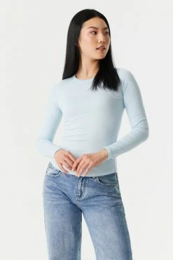 Stitches Ladies Soft Ribbed Crew Neck Long Sleeve Top