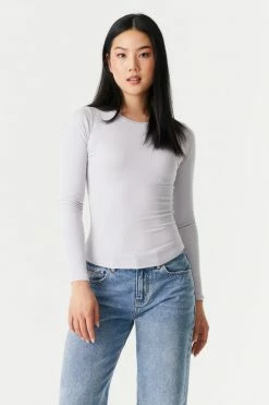 Stitches Ladies Soft Ribbed Crew Neck Long Sleeve Top