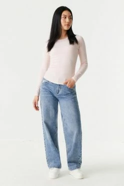 Stitches Ladies Soft Ribbed Crew Neck Long Sleeve Top