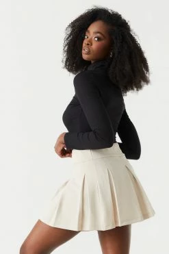 Stitches Ladies Soft Ribbed Turtle Neck Long Sleeve Top Tops