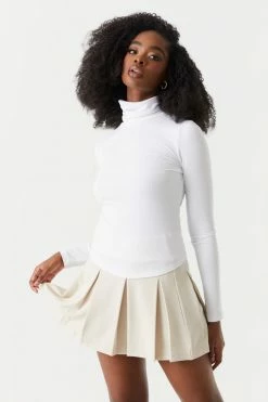 Stitches Ladies Soft Ribbed Turtle Neck Long Sleeve Top Tops