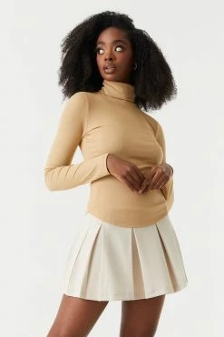 Stitches Ladies Soft Ribbed Turtle Neck Long Sleeve Top Tops