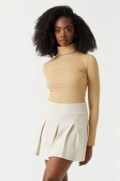 Stitches Ladies Soft Ribbed Turtle Neck Long Sleeve Top Tops