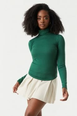 Stitches Ladies Soft Ribbed Turtle Neck Long Sleeve Top Tops