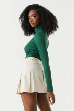 Stitches Ladies Soft Ribbed Turtle Neck Long Sleeve Top Tops