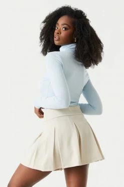 Stitches Ladies Soft Ribbed Turtle Neck Long Sleeve Top Tops