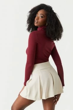 Stitches Ladies Soft Ribbed Turtle Neck Long Sleeve Top Tops