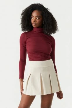 Stitches Ladies Soft Ribbed Turtle Neck Long Sleeve Top Tops