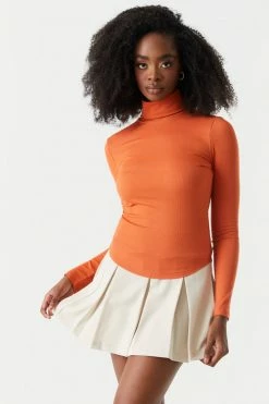 Stitches Ladies Soft Ribbed Turtle Neck Long Sleeve Top Tops