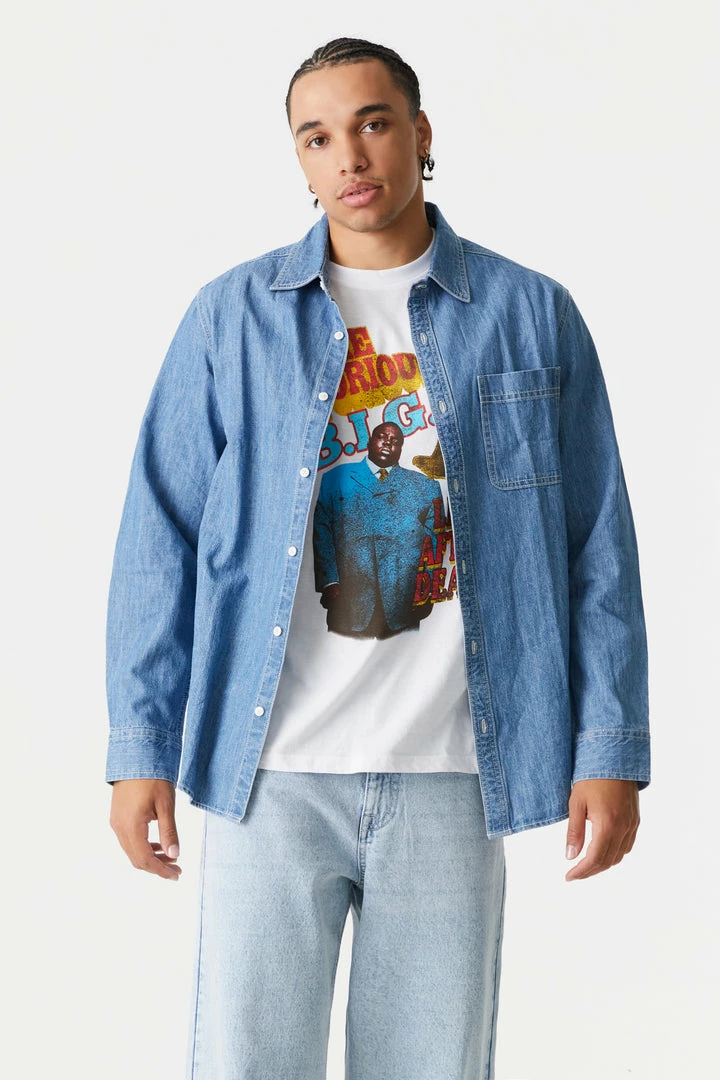 Mens Button-Up Denim Shirt 1 Mens Button-Up Denim Shirt