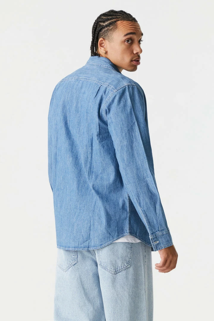 Mens Button-Up Denim Shirt 2 Mens Button-Up Denim Shirt