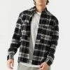 Mens Tops Double Oversized Pocket Plaid Button-Up Top