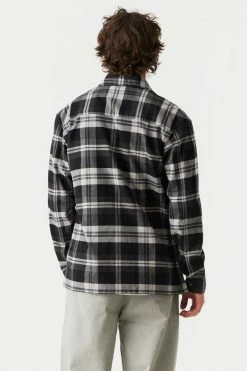 Mens Tops Double Oversized Pocket Plaid Button-Up Top