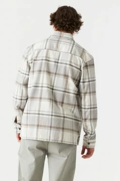 Mens Tops Double Oversized Pocket Plaid Button-Up Top