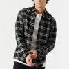 Mens Tops Plaid Button-Up Long Sleeve Top