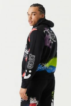 Mens Illusion Graffiti Print Hoodie
