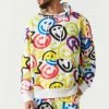 Mens Tops Spray Paint Smiley Print Hoodie