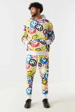 Mens Tops Spray Paint Smiley Print Hoodie 5 Mens Tops Spray Paint Smiley Print Hoodie