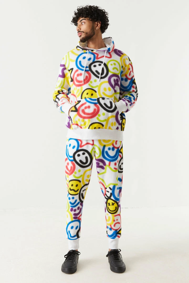 Mens Tops Spray Paint Smiley Print Hoodie 3 Mens Tops Spray Paint Smiley Print Hoodie