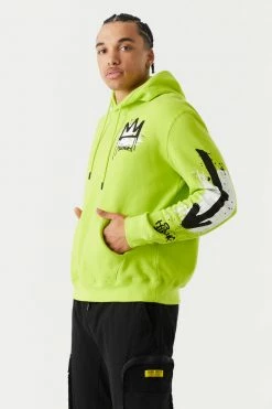 Mens King Bear Graffiti Graphic Hoodie