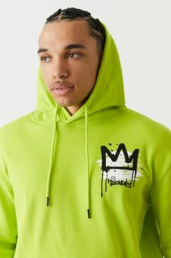 Mens King Bear Graffiti Graphic Hoodie