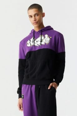 Mens Tops Nice Graffiti Graphic Split Print Hoodie