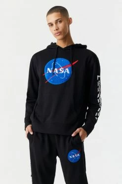 Mens Tops NASA Graphic Chenille Hoodie