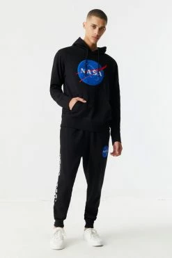 Mens Tops NASA Graphic Chenille Hoodie