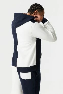 Mens Urban Heritage Graphic Colour Block Zip-Up Hoodie Tops