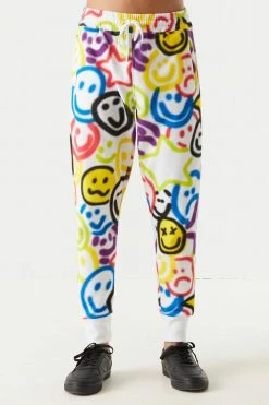 Mens Spray Paint Smiley Print Jogger
