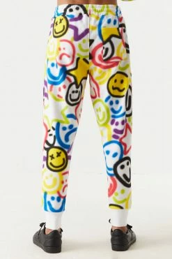 Mens Spray Paint Smiley Print Jogger