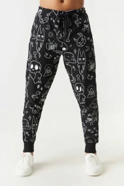 Mens Cartoon Doodles Print Jogger Online Exclusive