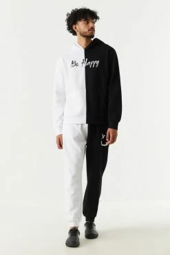 Mens Online Exclusive Be Happy Smiley Graphic Colour Block Jogger