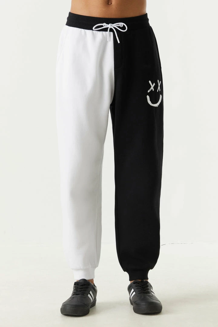 Mens Online Exclusive Be Happy Smiley Graphic Colour Block Jogger 1 Mens Online Exclusive Be Happy Smiley Graphic Colour Block Jogger
