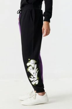 Mens Nice Graffiti Graphic Split Print Jogger
