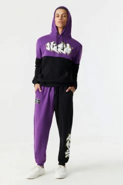 Mens Nice Graffiti Graphic Split Print Jogger