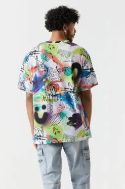 Mens Graffiti Print Boxy T-Shirt