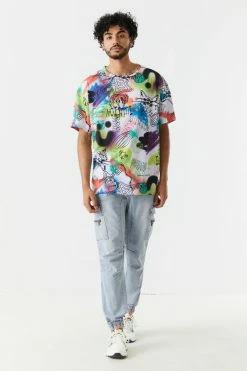 Mens Graffiti Print Boxy T-Shirt