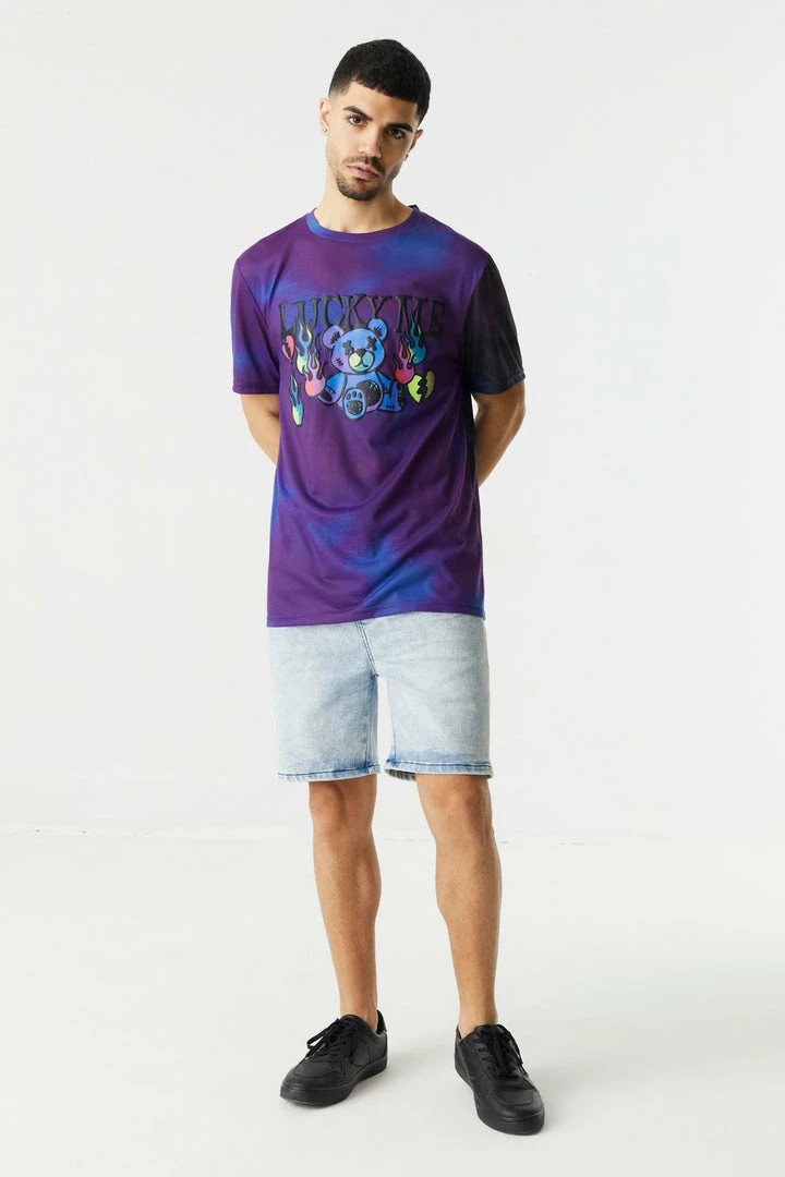 Mens Lucky Me Bear Graphic T-Shirt Tops 3 Mens Lucky Me Bear Graphic T-Shirt Tops