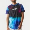 Mens Galaxy Print NASA Graphic Long Line T-Shirt Tops