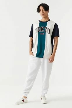 Mens Tokyo Graphic Striped Boxy T-Shirt Tops