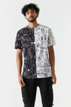 Mens Conspiracy Theory Split Print T-Shirt