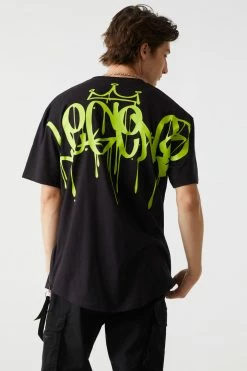 Mens Tops Legend Graphic Oversized Long Line T-Shirt