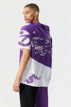 Mens Hustle Hard Graphic Short Sleeve Boxy Hoodie