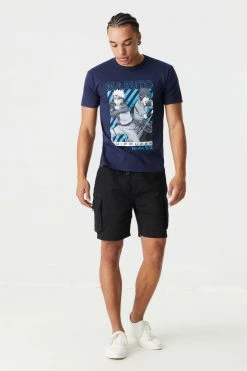 Mens Naruto Graphic Crew Neck T-Shirt Tops