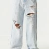 Mens Light Wash Distressed Wide Leg Jean Online Exclusive