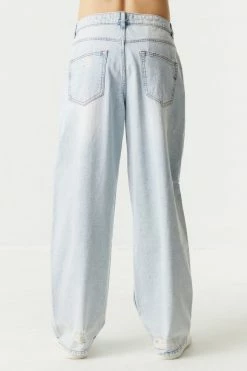Mens Light Wash Distressed Wide Leg Jean Online Exclusive