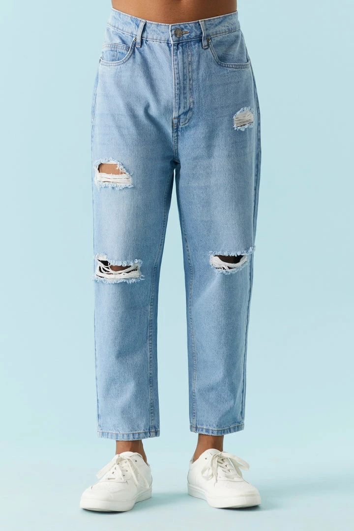 Mens Distressed Light Wash Cropped Baggy Jean 1 Mens Distressed Light Wash Cropped Baggy Jean