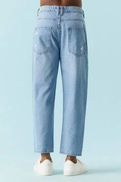 Mens Distressed Light Wash Cropped Baggy Jean 6 Mens Distressed Light Wash Cropped Baggy Jean