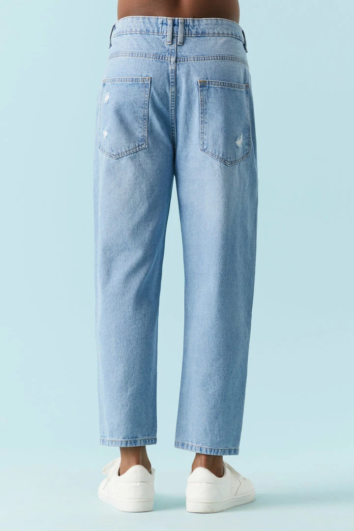 Mens Distressed Light Wash Cropped Baggy Jean 3 Mens Distressed Light Wash Cropped Baggy Jean